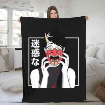 Discover Japanese Anime girl demon Devil Oni harajuku Fleece Blankets