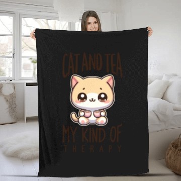Discover Cats & Tea My Therapy Fleece Blankets