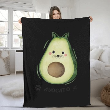 Discover Avocado Cat Fleece Blankets