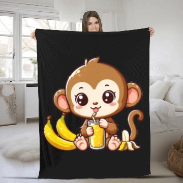 Discover Monkey Business: Banana Juice Break Fleece Blankets