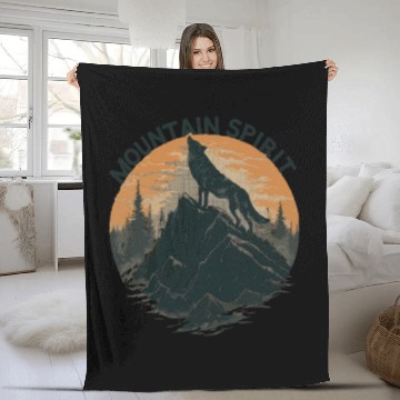 Discover Mountain Majesty Wolf Howling on the Peak Fleece Blankets