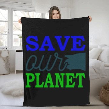 Discover Save Our Planet Earth Print Fleece Blankets