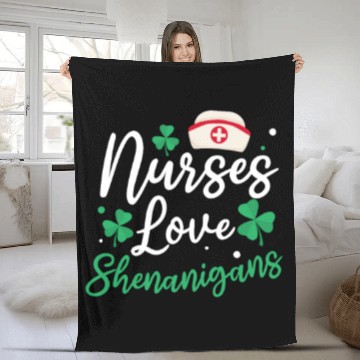 Discover St Patricks Day Nurse Nurses Love Shenanigans Fleece Blankets