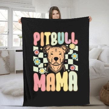 Discover Groovy Pitbull Mom Female Dog Lover Fleece Blankets