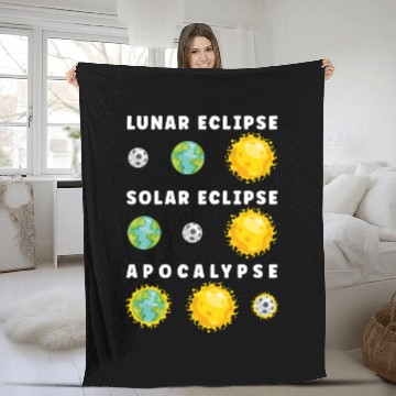 Discover Funny Lunar Solar Eclipse Apocalypse Astronomy Fleece Blankets