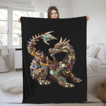 Discover Emerald Majesty: The Jeweled Dragon Fleece Blankets