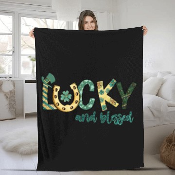 Discover Lucky And Blessed Fleece Blankets