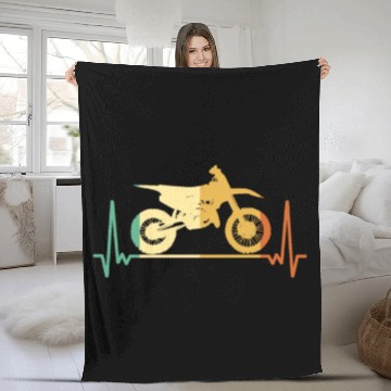 Discover Dirt Bike Mx Motocross Supermoto Ekg Fleece Blankets