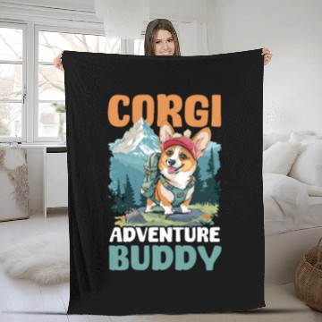Discover Corgi Mom Dad Corgi Adventure Buddy Fleece Blankets