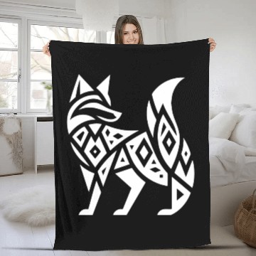 Discover Elegant Fox In T Tattoo Style Fleece Blankets