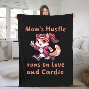 Discover Mother's Day Marathon Cat "Love & Cardio" Quote Fleece Blankets