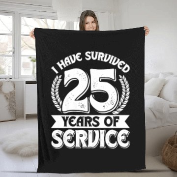Discover Service Anniversary Survived 25 Years of Service Fleece Blankets