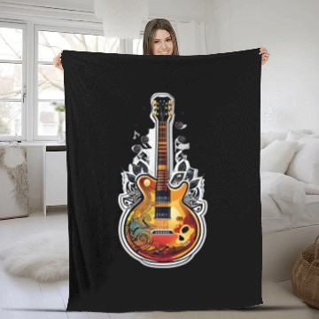 Discover Rock Roll style guitar for those who love music Fleece Blankets