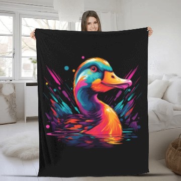 Discover Watercolor Colorful Alpaca Colorful Animals Fleece Blankets