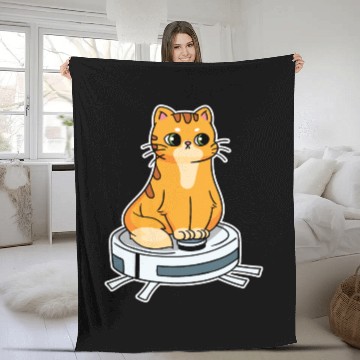 Discover Robot Vacuum Cleaner Cat Robot Fleece Blankets