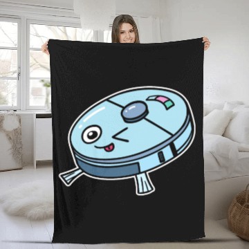 Discover Cute Robot Vacuum Cleaner Fleece Blankets