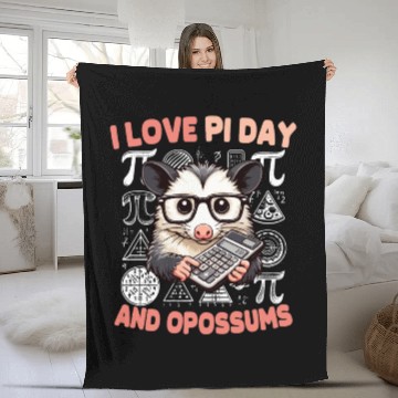 Discover Pi Day Opossum Fleece Blankets