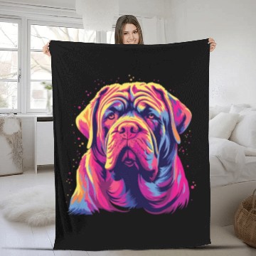 Discover Watercolor Colorful Neapolitan Mastiff Fleece Blankets