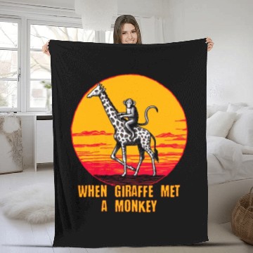 Discover When Giraffe Met a Monkey Fleece Blankets