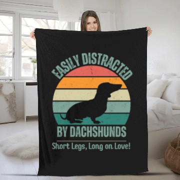 Discover Wieners Lover Gift Easily Distracted By Dachshunds Fleece Blankets