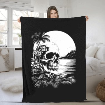 Discover Surfing Surfer Skull Nature Fleece Blankets