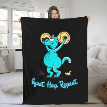 Discover Kangaroo Gym Buff: Squat, Hop, Repeat Workout Fleece Blankets