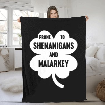 Discover Funny Prone To Shenanigans And Malarkey - White Fleece Blankets