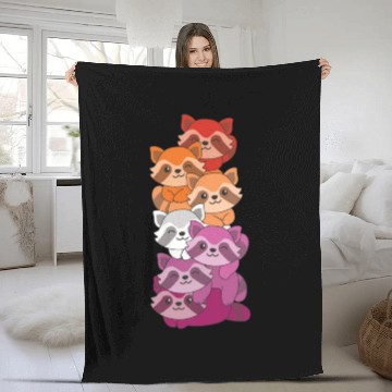 Discover Lesbian Flag Pride Lgbtq Cute Raccoon Fleece Blankets