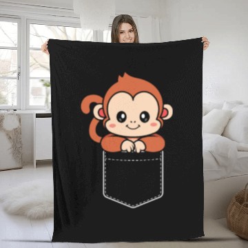 Discover Monkey in a Pocket Fleece Blankets