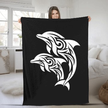 Discover Bottlenose Dolphin T Tattoo Jumping Dolphins Fleece Blankets