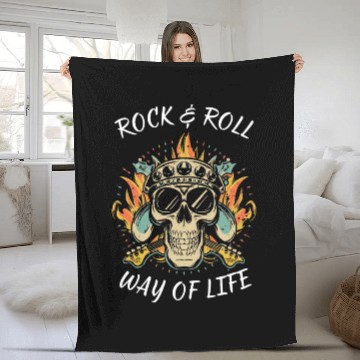 Discover Rock and Roll Skull Fleece Blankets