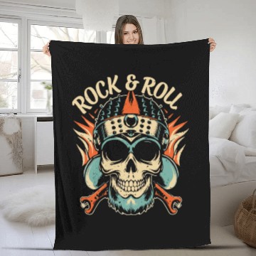 Discover Rock and Roll Skull Fleece Blankets