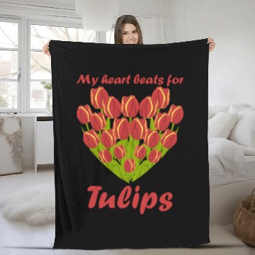 Discover Tulips Flowers Heart Garden Tulip Fleece Blankets