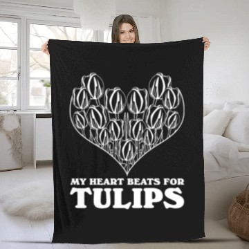 Discover Tulips Heart Garden Tulip Flowers Fleece Blankets