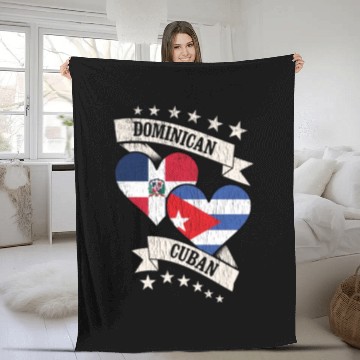 Discover Dominican Cuban Heart Flags Dominican Republic Cub Fleece Blankets