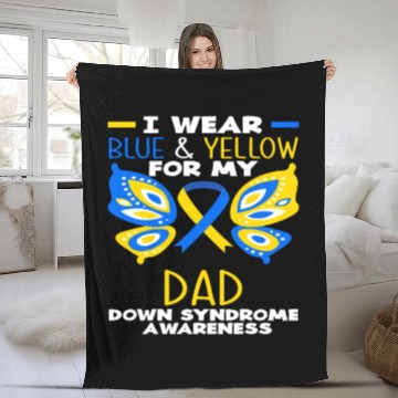 Discover I Wear Blue Yellow Dad Down Syndrome Awareness Fleece Blankets