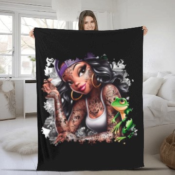 Discover Street Style Hip Hop Girl Rapper Fleece Blankets