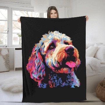 Discover Watercolor Colorful Lagotto Romagnolo Fleece Blankets