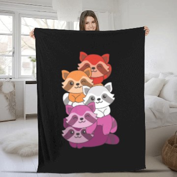 Discover Lesbian Flag Pride Lgbtq Cute Raccoon Fleece Blankets