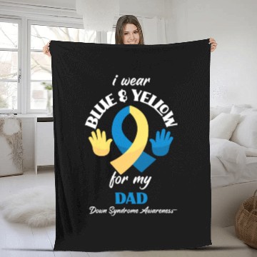 Discover I Wear Blue Yellow Dad Down Syndrome Awareness Fleece Blankets