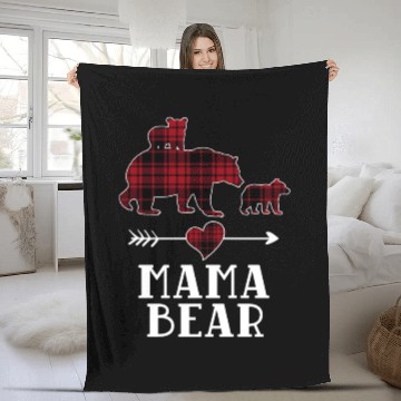 Discover Mama Bear 2 Cubs Fleece Blankets Christmas Mama Bear Plaid