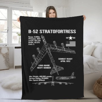 Discover B-52 Stratofortress Specs Military Aircraft B52 Fleece Blankets