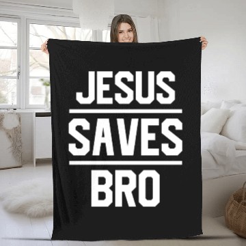 Discover Savior's Embrace: Jesus Saves Bro Design Fleece Blankets