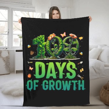 Discover School Fleece Blankets, 100 Days Of Growth Growing Plants