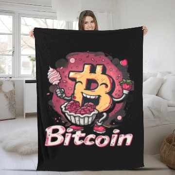 Discover Pi day 3.14 Crypto Bitcoin Math Strawberry Pie Fleece Blankets