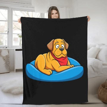 Discover Relaxed Mastiff Lounging on Big Cushion Art Fleece Blankets