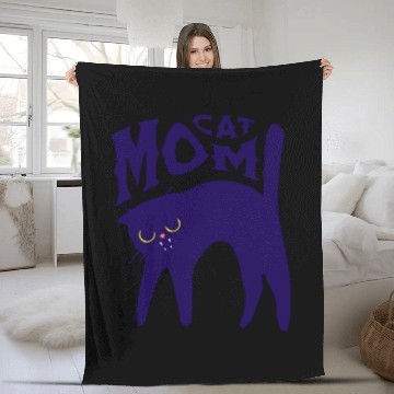 Discover Cat Mom Fleece Blankets