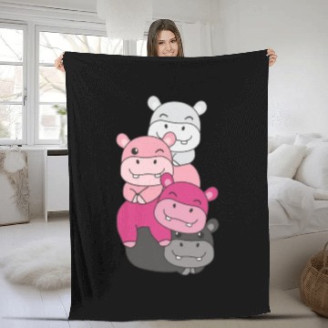 Discover Transfem Flag Pride Lgbtq Cute Hippo Fleece Blankets