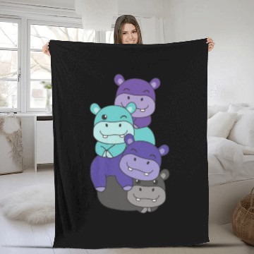 Discover Alexigender Flag Pride Lgbtq Cute Hippo Fleece Blankets