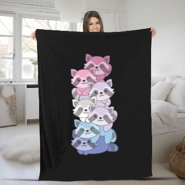Discover Bigender Flag Pride Lgbtq Cute Raccoon Fleece Blankets